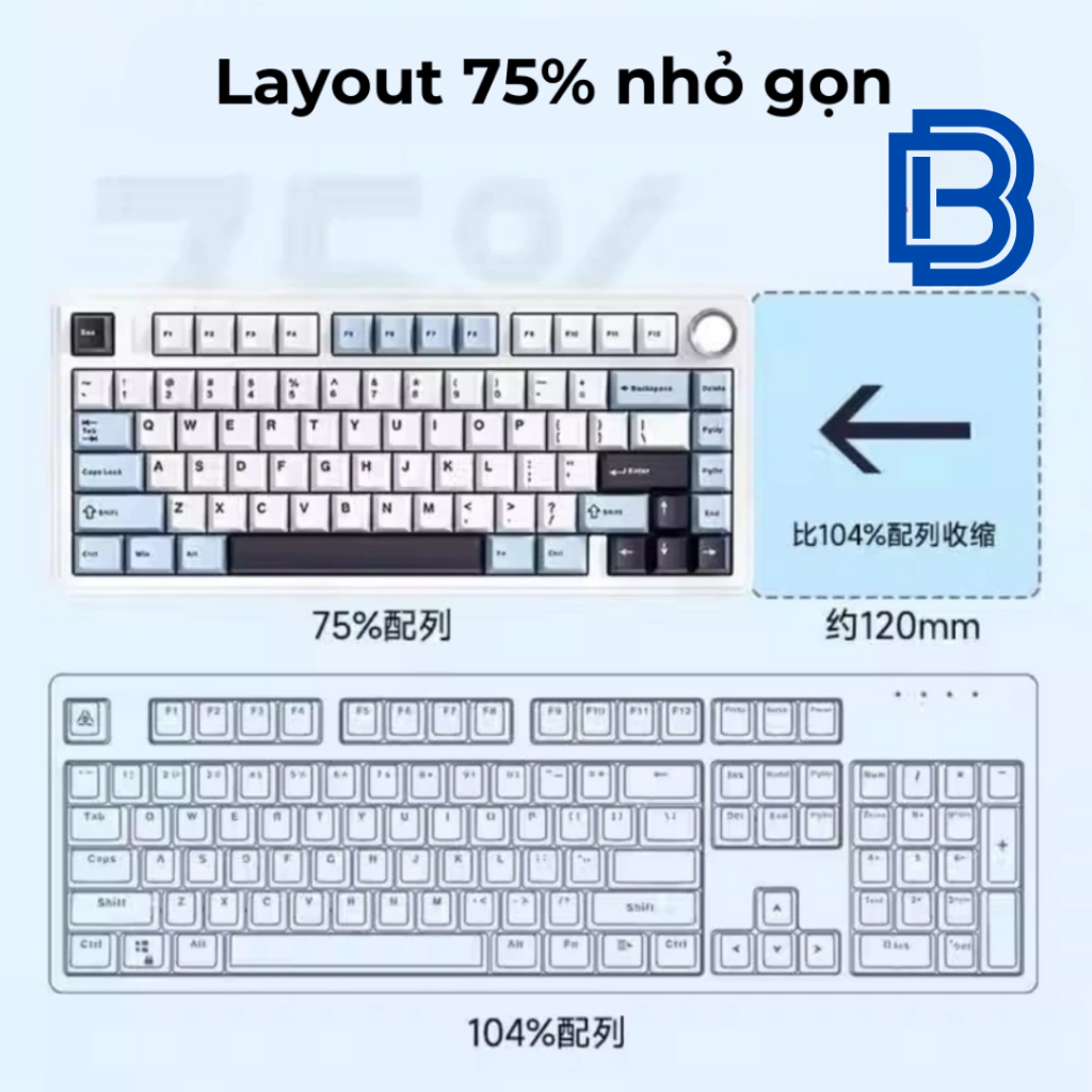 [BH 12TH] Bàn phím cơ không dây Aula F75 mạch xuôi - Hỗ trợ hotswap mạch 5pin - Có núm xoay tiện lợi | BigBuy360 - bigbuy360.vn