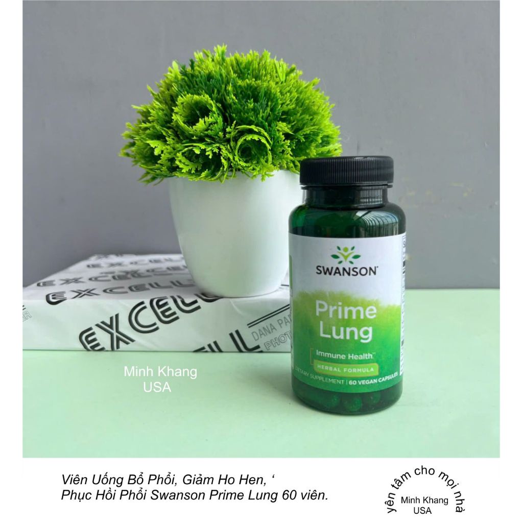 Viên uống bổ phổi, giải độc phổi, giảm ho Prime Lung Swanson 60 viên DATE 2/2028