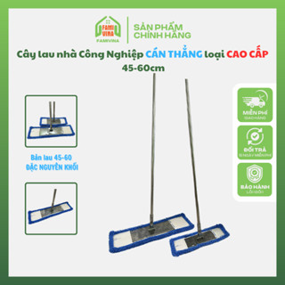Cây lau nhà Công Nghiệp CÁN THẲNG inox San Hô loại CAO CẤP bản 45-60cm - Chổi lau tự vắt cây dài 1m50