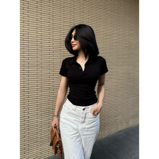 Áo Polo Nữ Tay Ngắn FEMSIC Ôm Body Đứng Form Hack Dáng Basic