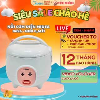 Nồi cơm điện MIDEA 0.6 lít CM06SA - Xinh xỉu, nấu cơm ngon, bền bỉ, phù hợp cho ít người, sinh viên.