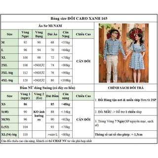 Set Sơ Mi Váy Đôi Fig Tree Sọc Caro Xanh ( Mã Số 165)