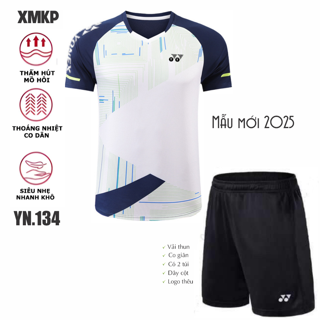 Áo Cầu lông, Pickleball, Bóng chuyền, Bóng bàn, Nam Nữ chơi thể thao co giãn, thấm hút, mẫu mới 2025 (YN134)