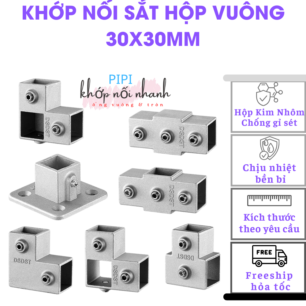 Khớp Nối Nhanh Sắt Hộp Vuông, Inox 30x30mm Giải Pháp Kết Nối Không Cần Hàn
