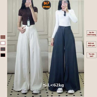 (Ống 38cm) Quần tây công sở nữ ống siêu rộng 38cm 1m6 nhận đơn cạp cao tôn dáng chất gold hàn cao cấp 247STORE