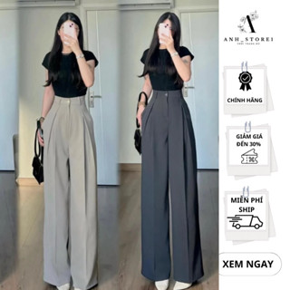  Quần Tây Suông Ống Rộng Phối Ly Lệch Lưng Cao Siêu Tôn Dáng  Chất Gold Nhật  