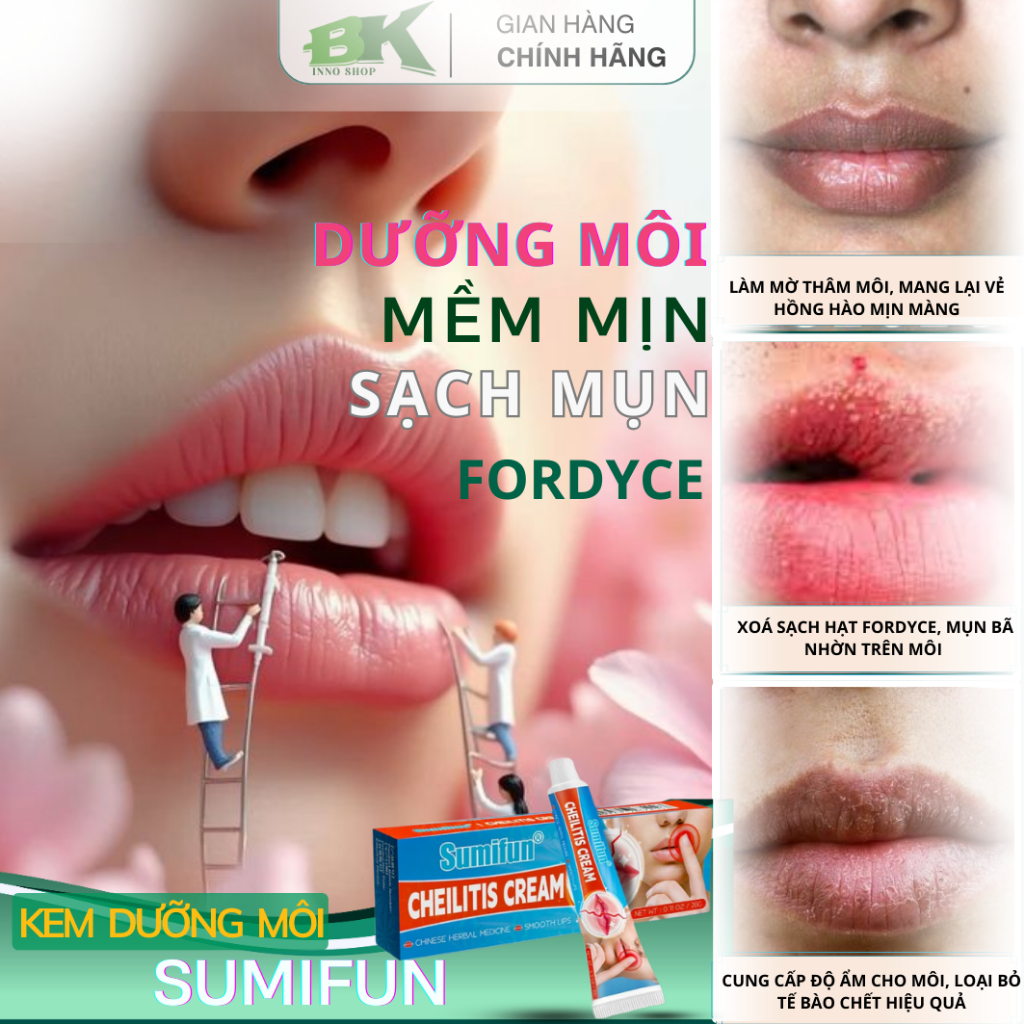Kem Dưỡng Môi SUMIFUN 20g Loại Bỏ Hạt Fordyce, Giảm Mụn Bã Nhờn, Dưỡng Ẩm, Mờ Thâm Tái, Tạo Phục Hồi Môi Hồng Hào|BKINNO
