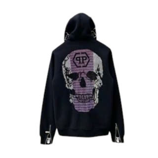 Áo Khoác Hoodie Zip Nam  Nữ PhilHipp ĐẦU LÂU TÍM  Plein  Đính Đá Phía Sau siêu hottren2024