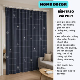 Rèm cửa, rido ngăn phòng HOME DECOR che giường tầng kí túc xá, gác lửng phòng trọ cản sáng 65%