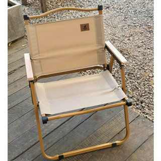 Ghế Camping Khung Nhôm Gấp Gọn Có Tựa Lưng, Ghế Cắm Trại Dã Ngoại Tay Cầm Gỗ, Vải Dù Cao Cấp Loại 1