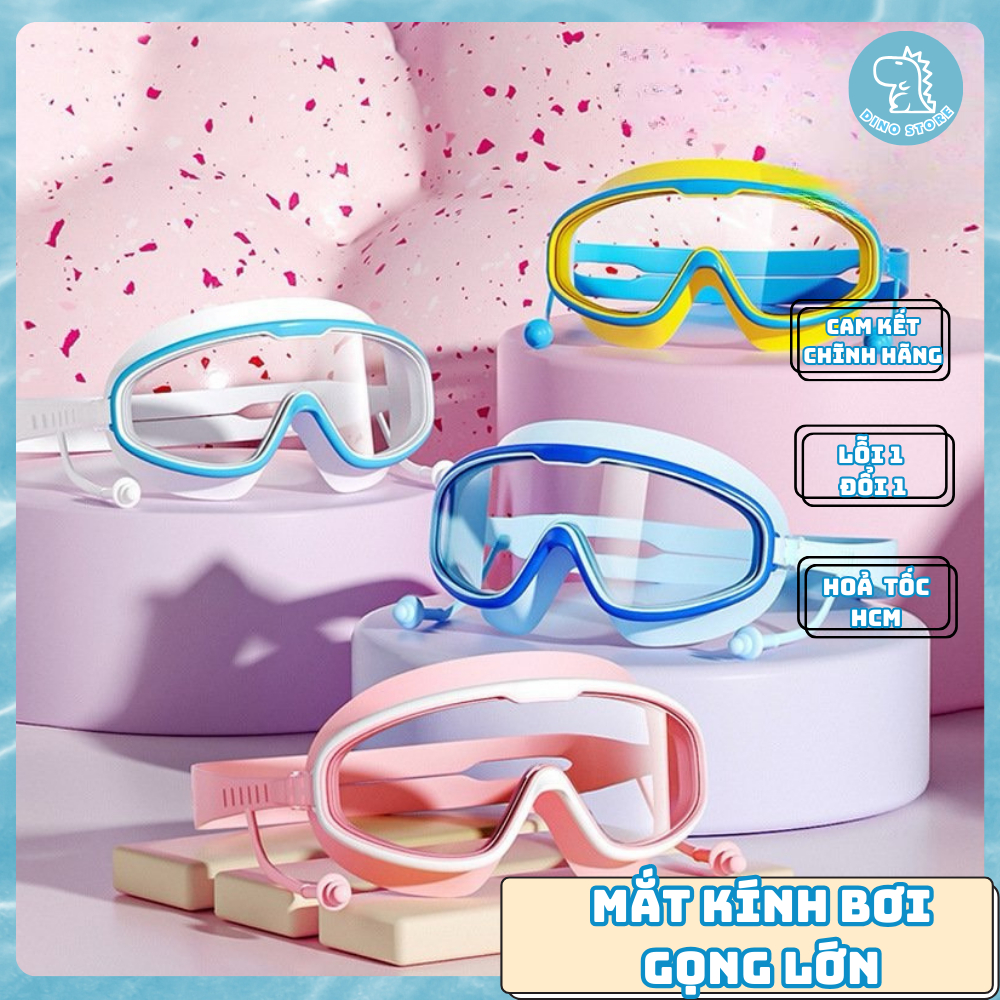 Kính Bơi Trẻ Em, Người Lớn Gọng Lớn Chống Sương Mù Không Thấm Nước Độ Nét Cao DINO STORE
