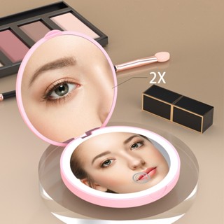 Gương trang điểm mini cầm tay cảm ứng đèn LED gấp gọn - thuận tiện mang đi chơi, du lịch - THO TIEN ICH
