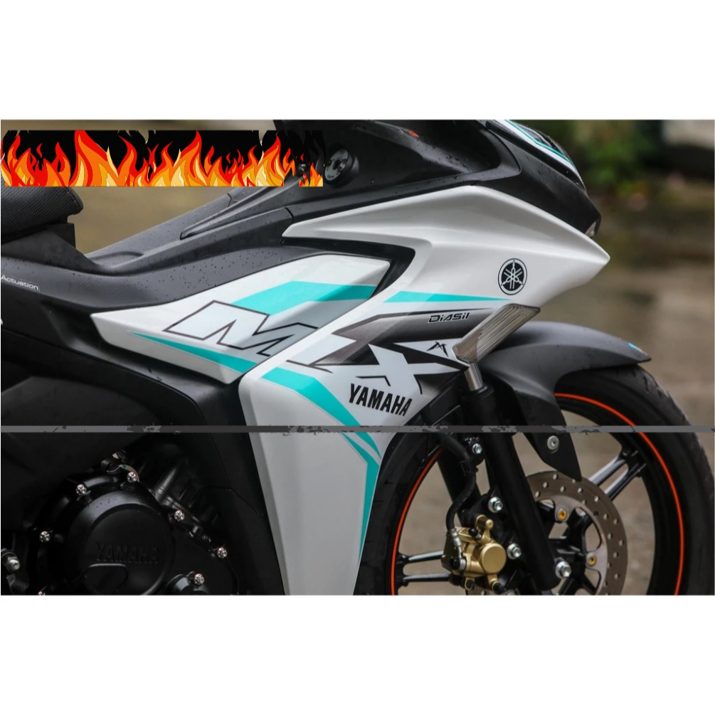 Tem rời MX king xanh ngọc đen cho Exciter 155 trắng