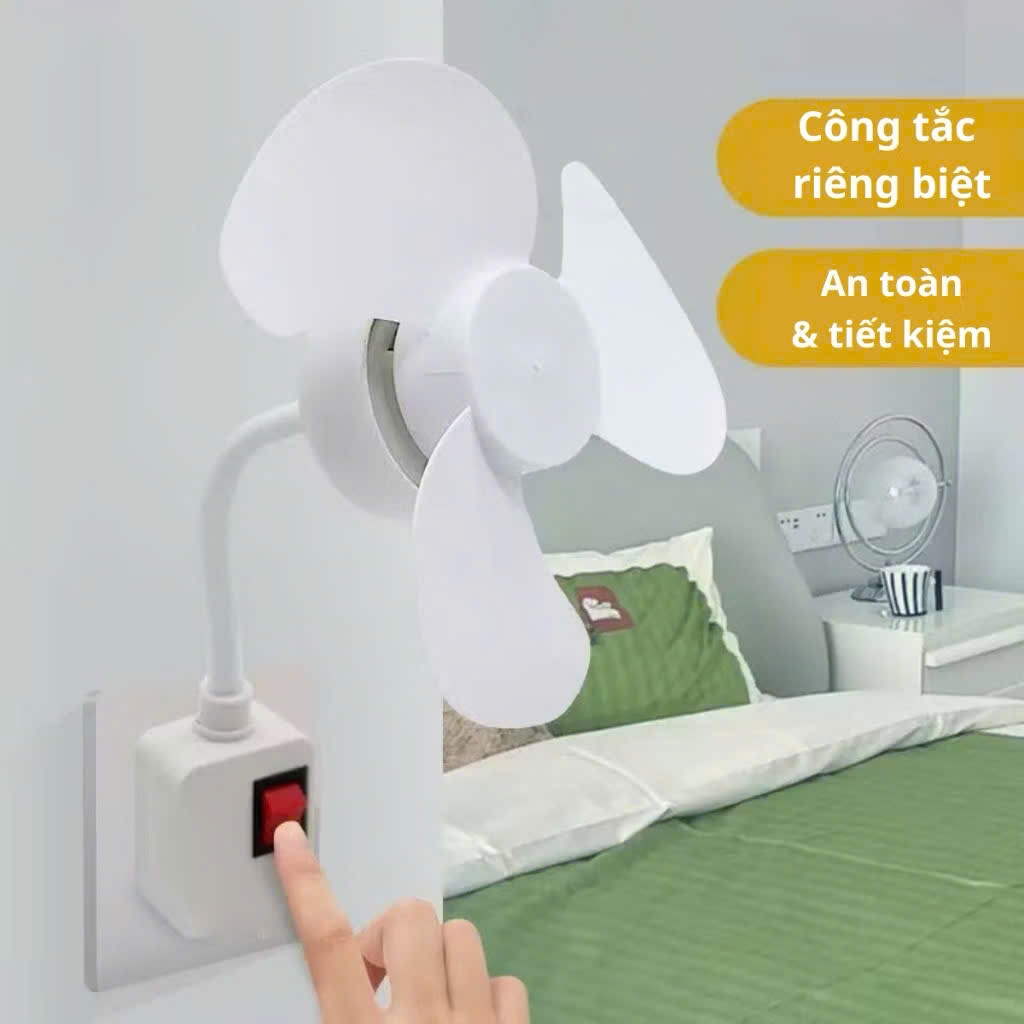 Quạt Treo Tường Mini 3 Cánh, Quạt Cắm Điện Xoay 360 Độ Để Nhà Bếp Nhà Tắm Tiện Lợi, Quạt Nhỏ Gọn Công Suất Lớn Siêu Mát