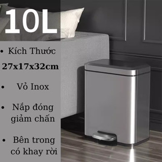 Thùng rác Inox cao cấp 10 lít  BẢO HÀNG 24 THÁNG
