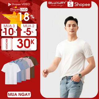 [MUA 2 GIẢM 5%] Áo Phông Nam 8APKB403 Biluxury Thời Trang Nam, Áo Thun Trơn Cotton Co Giãn 4 Chiều