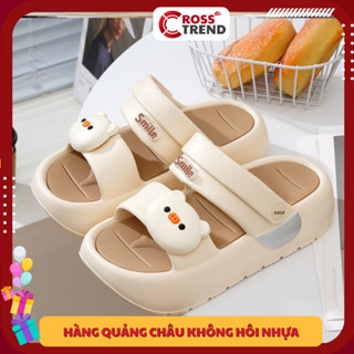 Dép sandal nữ, Dép bánh mì nữ quai ngang đi học HEO SMILE hottrend 2024 quai hậu đế bánh mì cao 4.5cm CROSS TREND