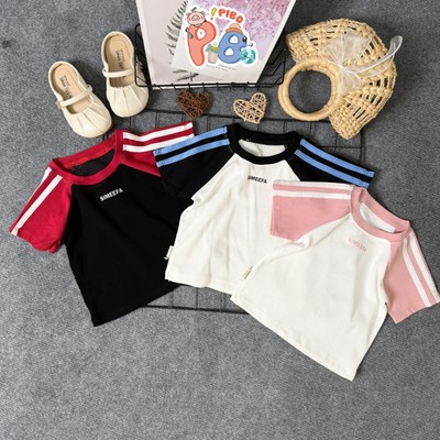 Áo Phông Cộc Tay Bé Gái Dáng Ngắn Croptop Form Ôm, Kiểu Dáng Thể Thao Năng Động, Áo Thun Bé Gái - BabyBoo-Pibo-T3-CTS