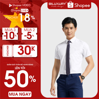 Áo Sơ Mi Nam Ngắn Tay BILUXURY 7SMCB002-7SMCB008 Chất Vải Kháng Khuẩn Chống Tia UV Form Chuẩn Thời Trang