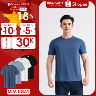 Áo Thun Nam Biluxury 8APKB402/8APKB420, Áo Phông Nam Cổ Tròn Thun Trơn Nam Co Giãn 4 Chiều