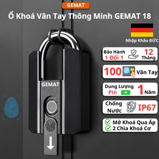  Ổ khoá vân tay GEMAT-18 nhận 100 vân tay mở khoá từ xa chống cắt chống nước mở bằng vân tay AppTTlock 2 chìa khoá cơ 