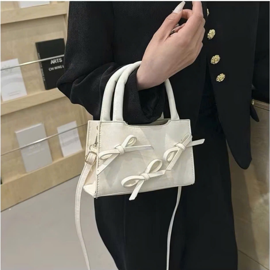 Túi xách nữ đeo chéo đeo vai da nhug phối nơ thời trang - HT102 | BigBuy360 - bigbuy360.vn