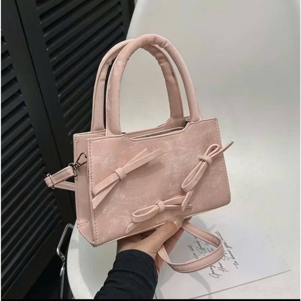 Túi xách nữ đeo chéo đeo vai da nhug phối nơ thời trang - HT102 | BigBuy360 - bigbuy360.vn