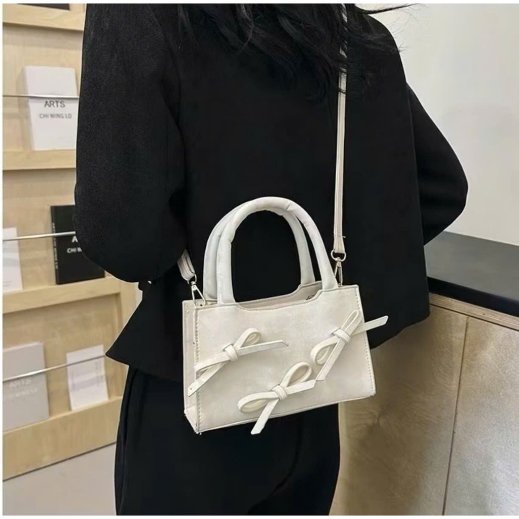 Túi xách nữ đeo chéo đeo vai da nhug phối nơ thời trang - HT102 | BigBuy360 - bigbuy360.vn