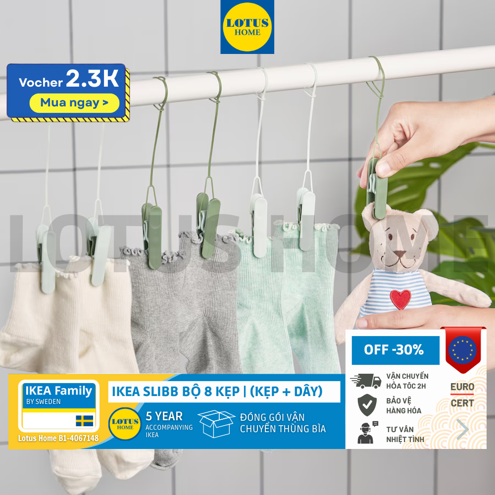 Bộ 8 kẹp quần áo Slibb IKEA