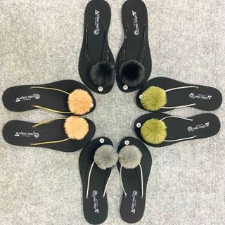  Dép kẹp nữ ,Dép xỏ ngón nữ dây siêu mảnh đính lông dễ thương đủ màu đủ size 