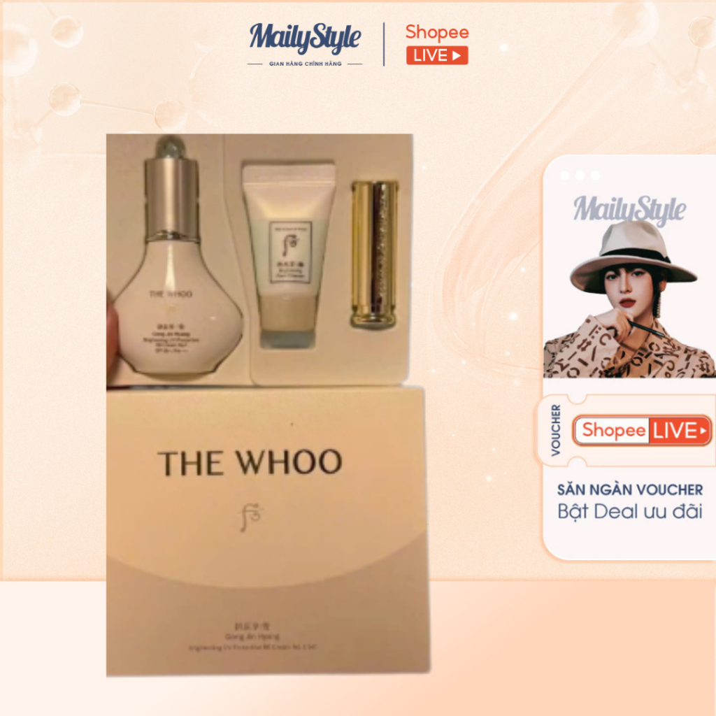 V24_ Set [SRM + BB cream + son dưỡng] The History of Whoo Gongjin Hyang Brightening UV BB Cream