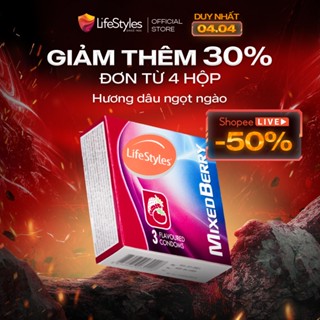 Bao cao su hương dâu thơm vị trái cây LifeStyles Mixed Berry hộp 3 bcs