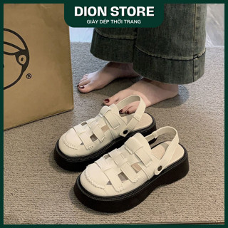 Dép sục rọ, dép dệt nửa nữ phong cách Hàn Quốc đế dày tăng chiều cao chất liệu PU thoáng khí hàng chuẩn Fullbox QCCC