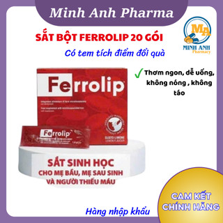[Tích điểm] Sắt bột,Sắt sinh học Ferrolip liposome bổ sung sắt cho mẹ bầu người thiếu máu hộp 20gói