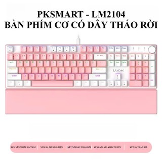  BÀN PHÍM CƠ GAMING CÓ DÂY THÁO RỜI-LM2104 LED 17 HIỆU ỨNG TRỤC CƠ BLUE SWITCH-KÊ TAY THÁO RỜI-NÚM XOAY CHỈNH ÂM LƯỢNG 