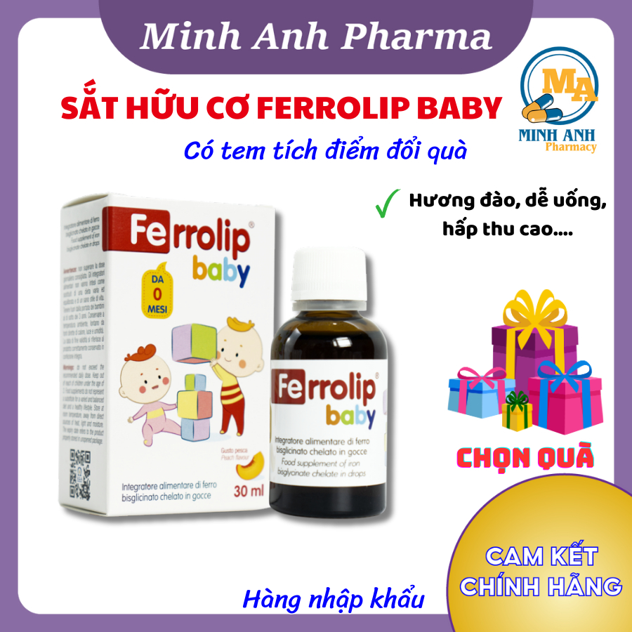 Sắt Ferrolip Baby, bổ sung sắt hữu cơ cho bé- 30ml