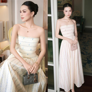 váy nhún chun kết cườm - ngọc thủ công Lani dress