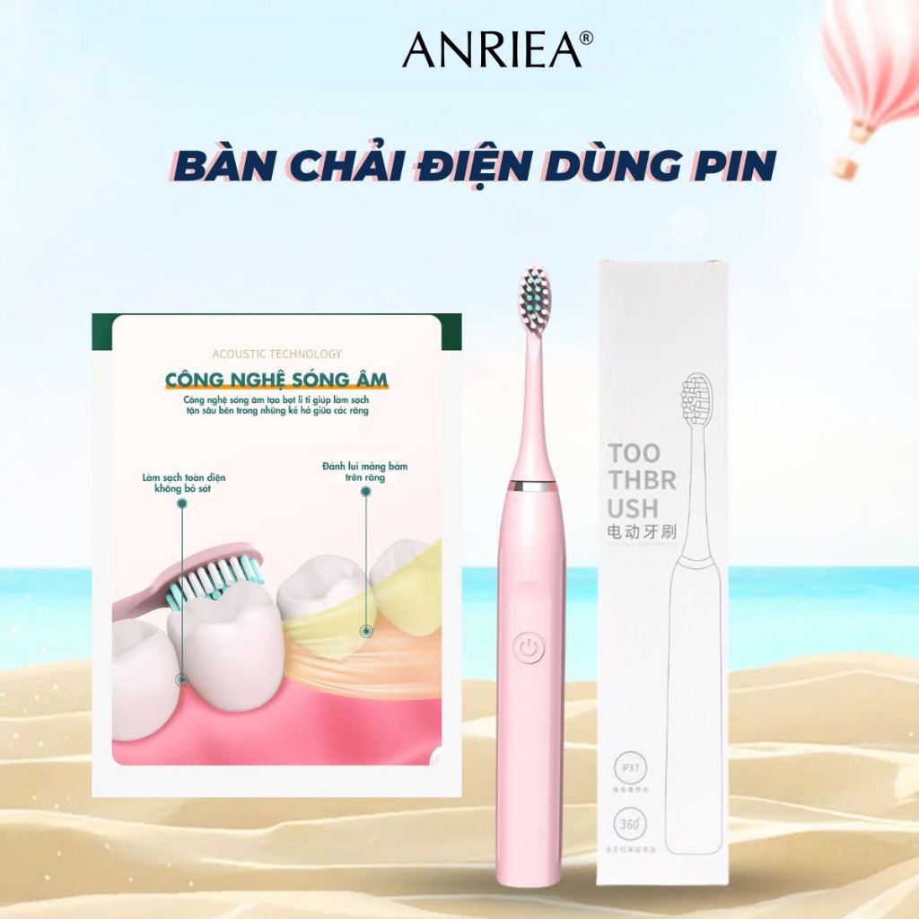 Bàn chải đánh răng điện dùng pin Electric Toothbrush bàn chải pin Anriea A18