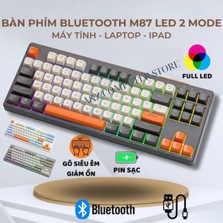  Bàn Phím Không Dây Bluetooth PIN Sạc Bàn Phím LED Giả Cơ M87 Dùng Cho Máy Tính Laptop Điện Thoại 