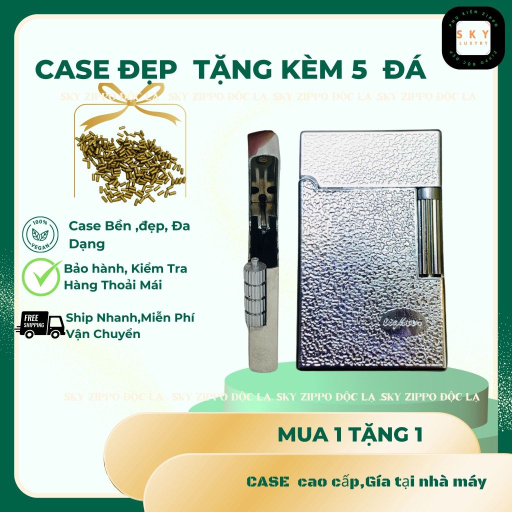 Case Dupont độc lạ, Mẫu Bạc nhám,tặng 5 đá zippo (DP-0BNHAM) Không Bao Gồm Nhiên Liệu