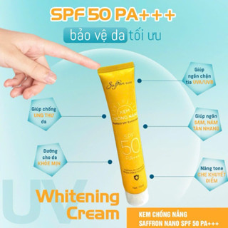 Kem chống nắng phổ rộng Saffron nano Tùy Tâm pharma nâng tone, dưỡng trắng da chống tia UVA UVB, SPF50+ PA++++ 70ml