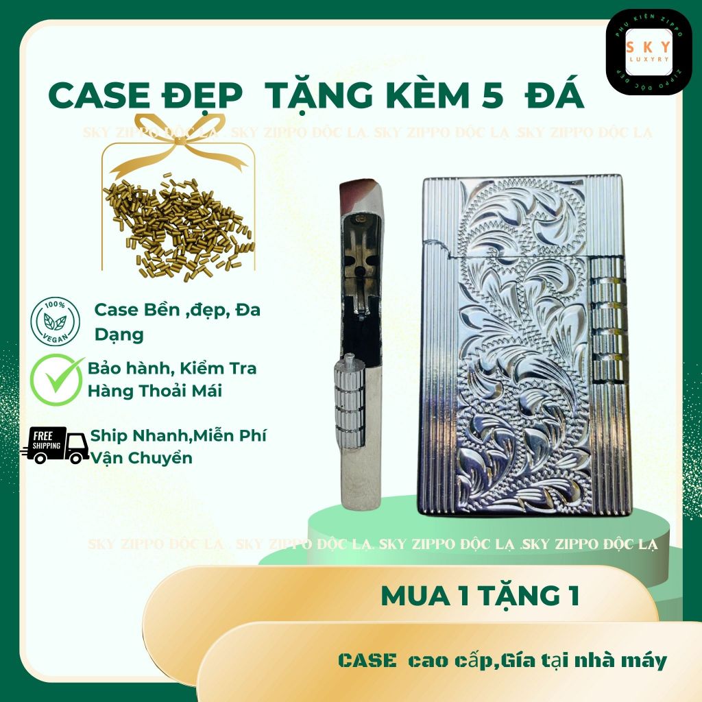 Case Dupont giá rẻ, Mẫu hoa văn bạc tặng 5 đá zippo (DP-NUAHTBAC) Không Bao Gồm Nhiên Liệu