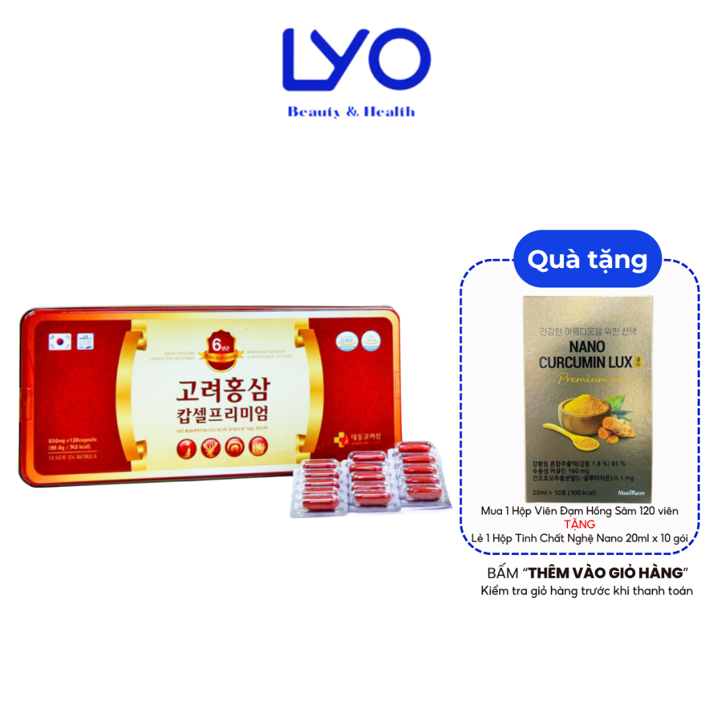 Viên đạm hồng sâm Daedong Korea Red Ginseng Capsule Premium 120g