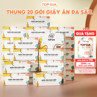 Thùng 20 gói giấy ăn rút đa sắc Top Gia 240 tờ 4 lớp hàng cao cấp,mềm mịn, thân thiện với môi trường