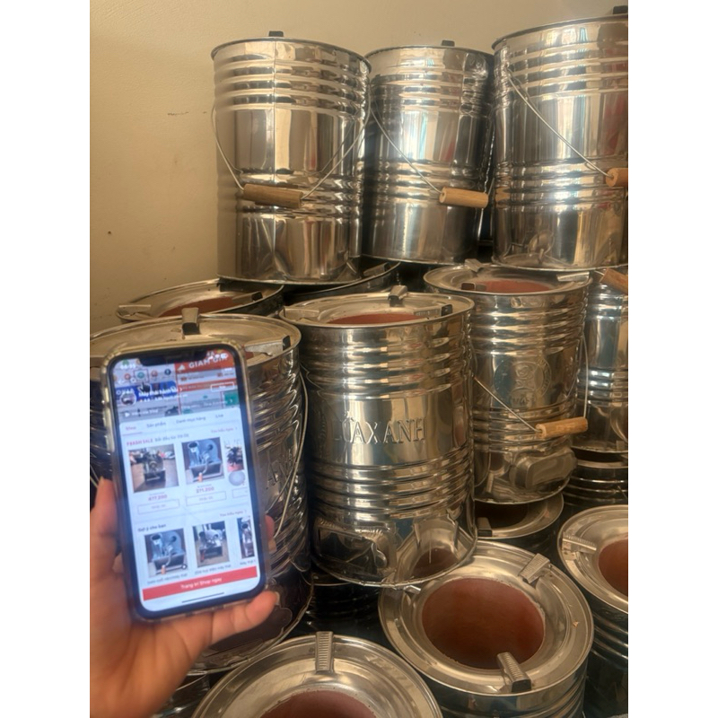 (Vận chuyển miền bắc) Bếp than tổ ong 2 viên lửa xanh vỏ inox đướng kính 22cm