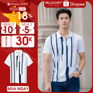 [BST KHỞI SỰ THÀNH CÔNG] Áo Polo Trắng Hoạ Tiết, Kháng Khuẩn, Chống Nhăn, Bền Màu 9APCH514TRK Biluxury