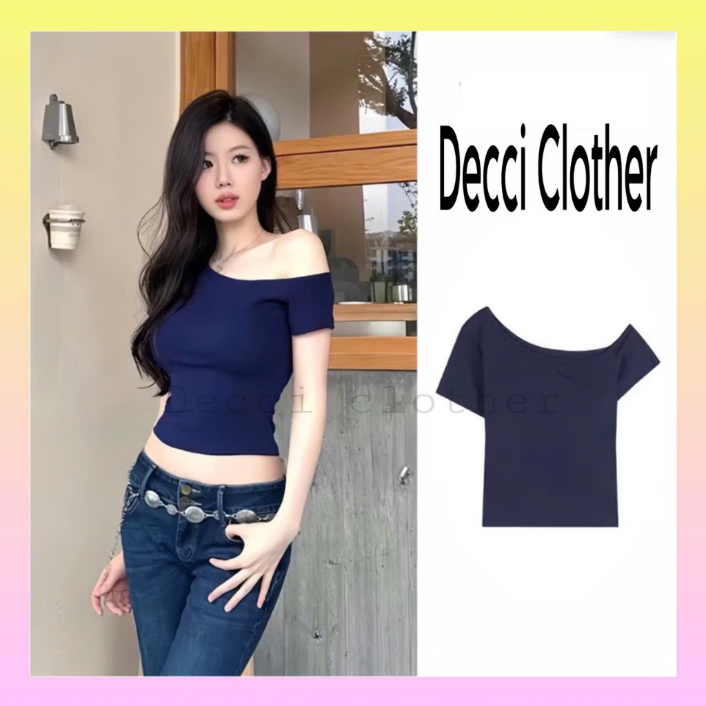 Áo Lệch 1 Vai Cộc Tay Nữ Chất Liệu Thun  Co Giãn,  Áo Thun Nữ Lệch Vai Ôm Body Sexy