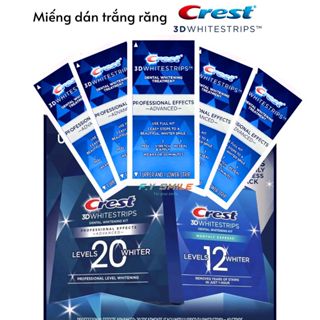 Miếng dán trắng răng Crest 3D White Glamorous ,Professional, Supreme Flexfit , Supreme Professional ,1 Hour (set 7 gói )