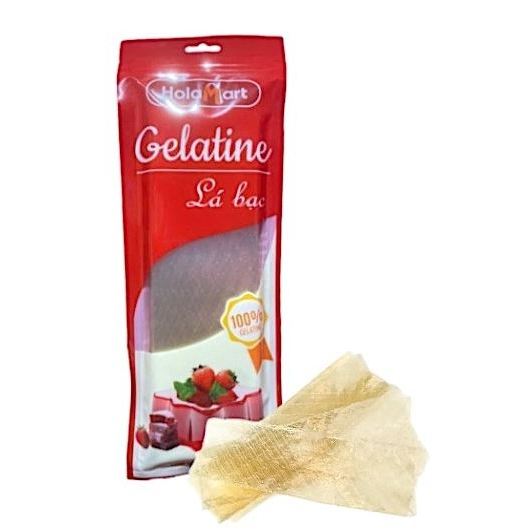 Gelatin lá Bạc gói 100gr- nguyên liệu làm bánh mousse, thạch, kẹo chip chip, mứt trái cây