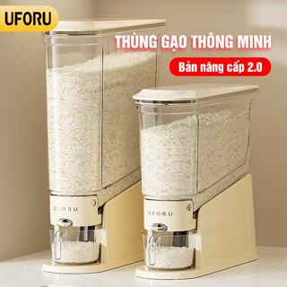 Thùng gạo thông minh UFORU phiên bản nâng cấp 2.0 nút ấn lấy gạo tự động tặng kèm hũ đựng dung tích cải tiến - UF726